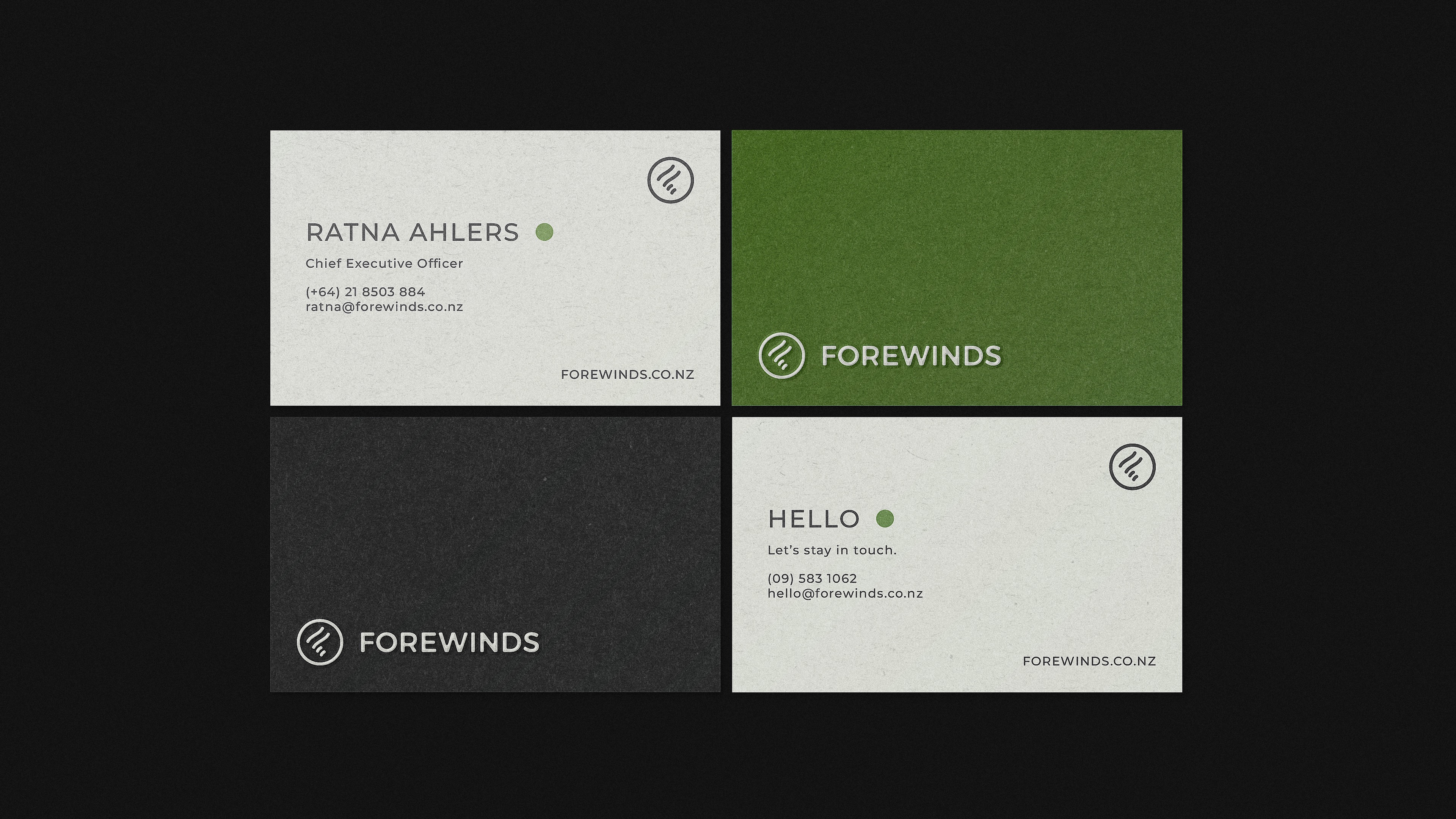 Forewinds stationery — business card design