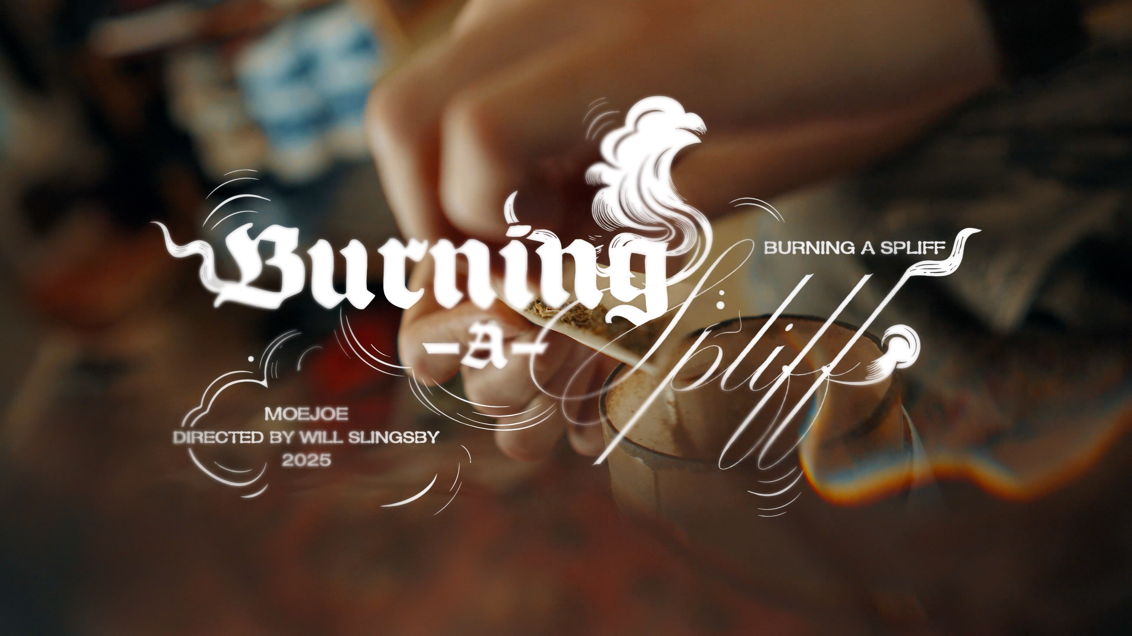 MoeJoe Burning A Spliff — music title card typography design by Liam Robert