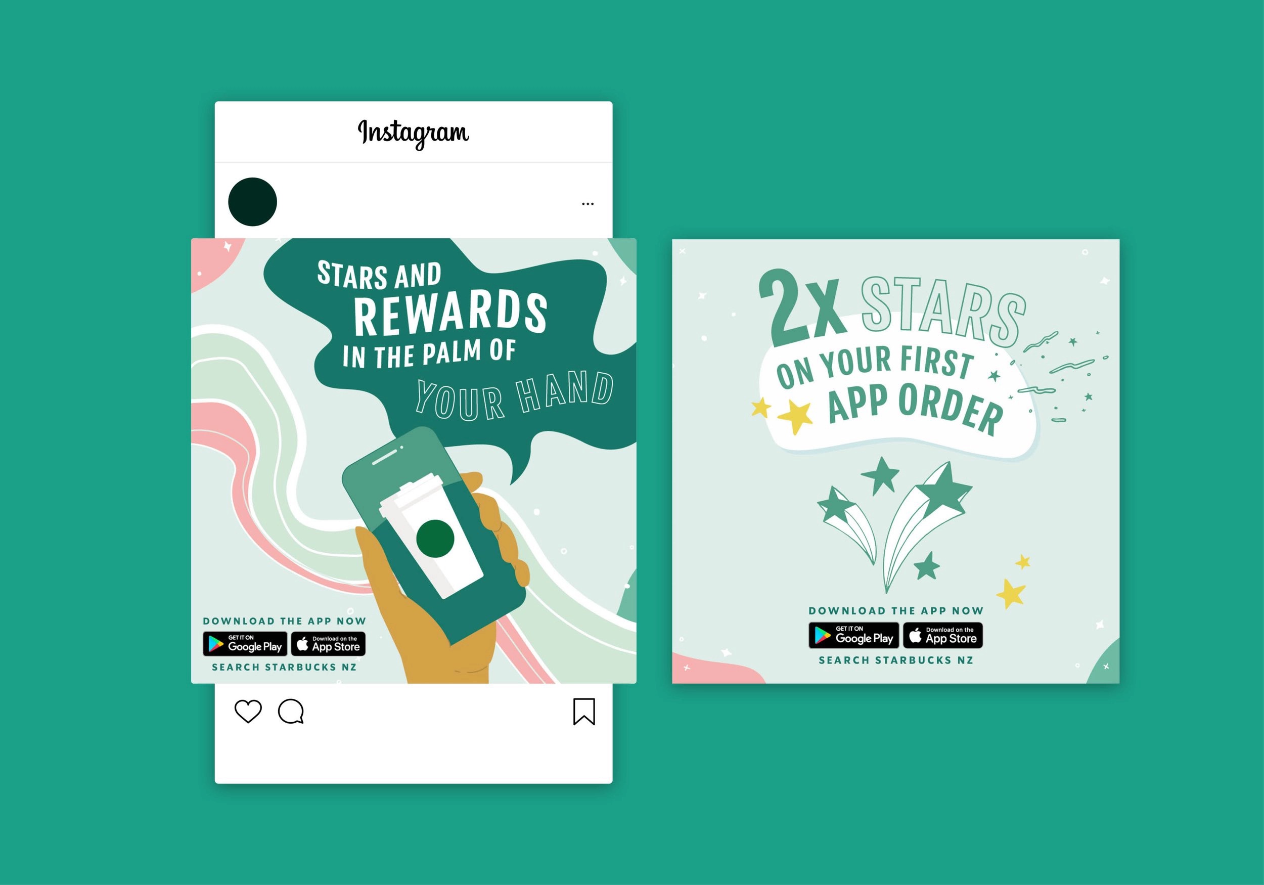 Starbucks NZ Mobile Order and Pay — social media assets design